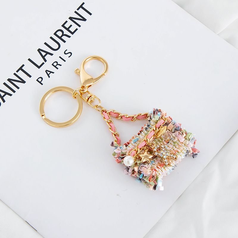 Hot Selling Korean style fashion creativity new chanelstyle fabric bag pendant handbag shape metal keychain accessories