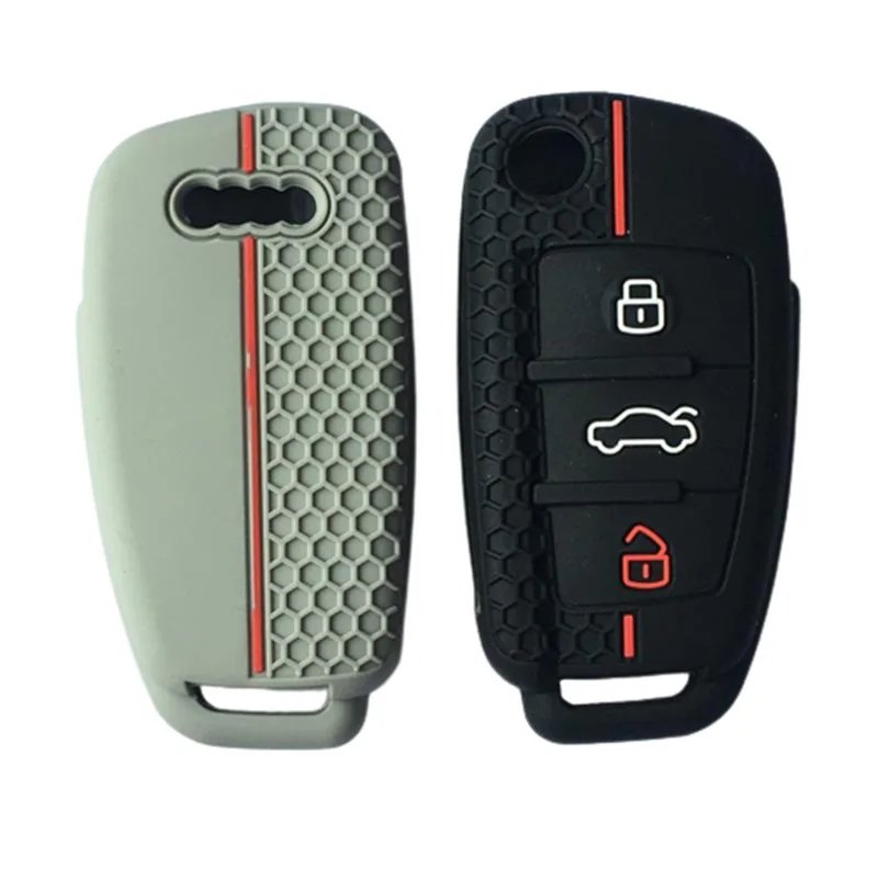 Silicone Car Key Cases Cover For Audi A1 A3 A6 C5 C6 Q3 Q2 Q7 TT TTS R8 S3 S6 RS3 RS6 A4 Shell Holder Fob Accessories Keychain