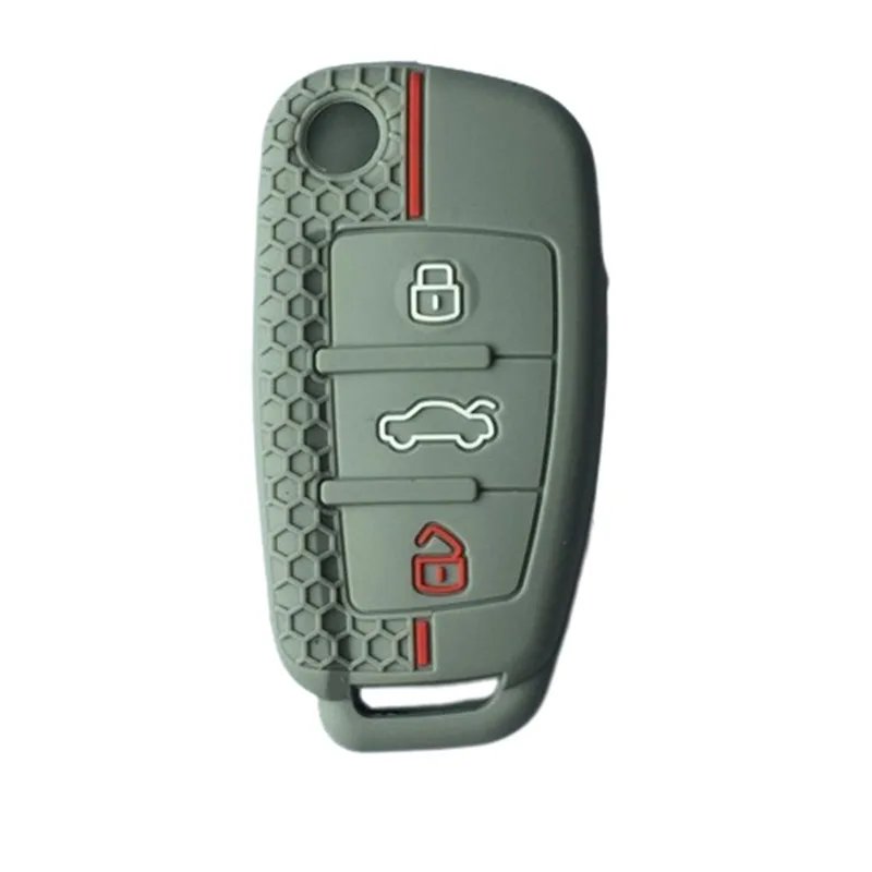 Silicone Car Key Cases Cover For Audi A1 A3 A6 C5 C6 Q3 Q2 Q7 TT TTS R8 S3 S6 RS3 RS6 A4 Shell Holder Fob Accessories Keychain