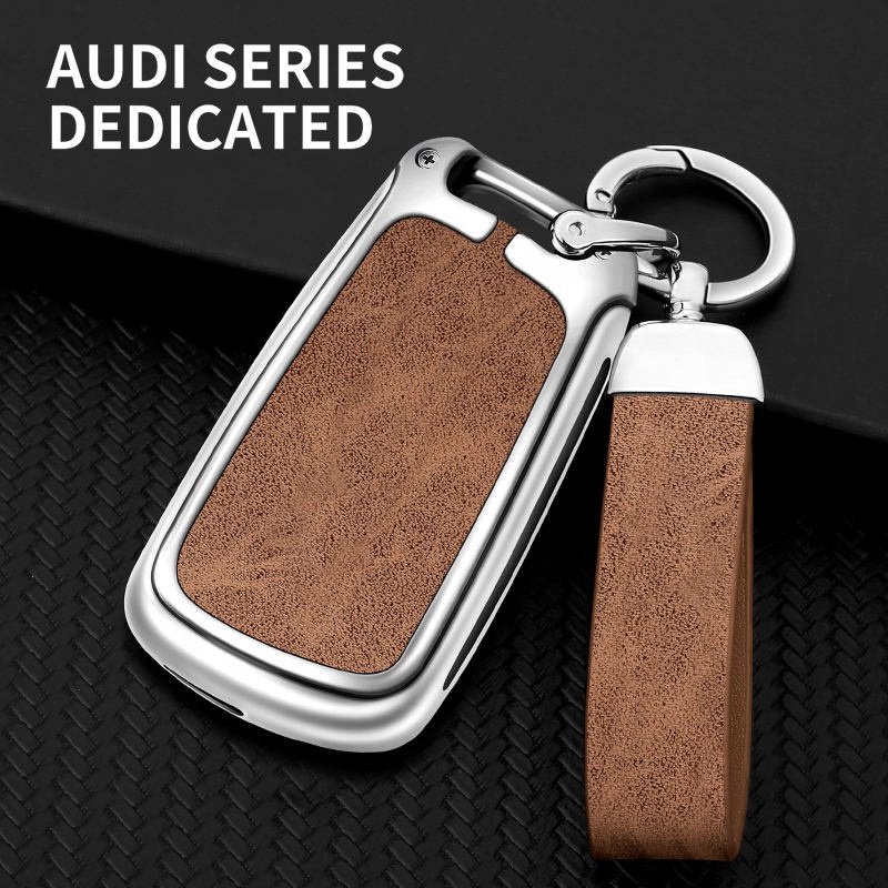 Metal Leather Car Key Case Cover For Audi A1 A3 A4 A5 A6 A7 Q3 Q5 S6 B6 B7 B8 C6 8p 8v 8l Tt Rs Custom Car Logo Accessories