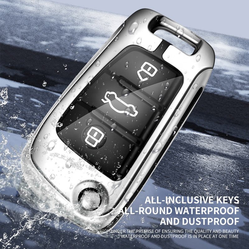 Metal Leather Car Key Case Cover For Audi A1 A3 A4 A5 A6 A7 Q3 Q5 S6 B6 B7 B8 C6 8p 8v 8l Tt Rs Custom Car Logo Accessories