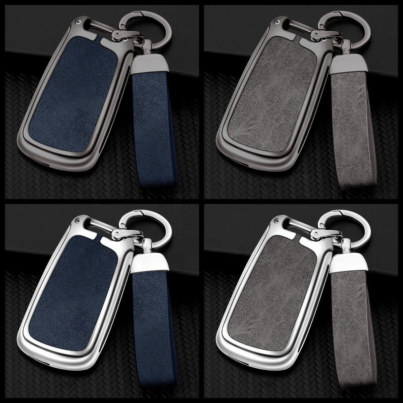 Metal Leather Car Key Case Cover For Audi A1 A3 A4 A5 A6 A7 Q3 Q5 S6 B6 B7 B8 C6 8p 8v 8l Tt Rs Custom Car Logo Accessories