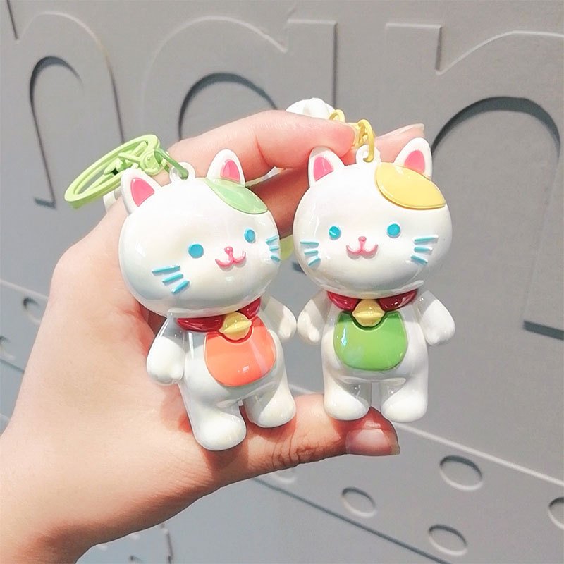 Creative UV Exquisite Kawaii Car Key Hanger Bag Accessories Small Gift Keychain Wholesale Electroplated Kitten Keyring