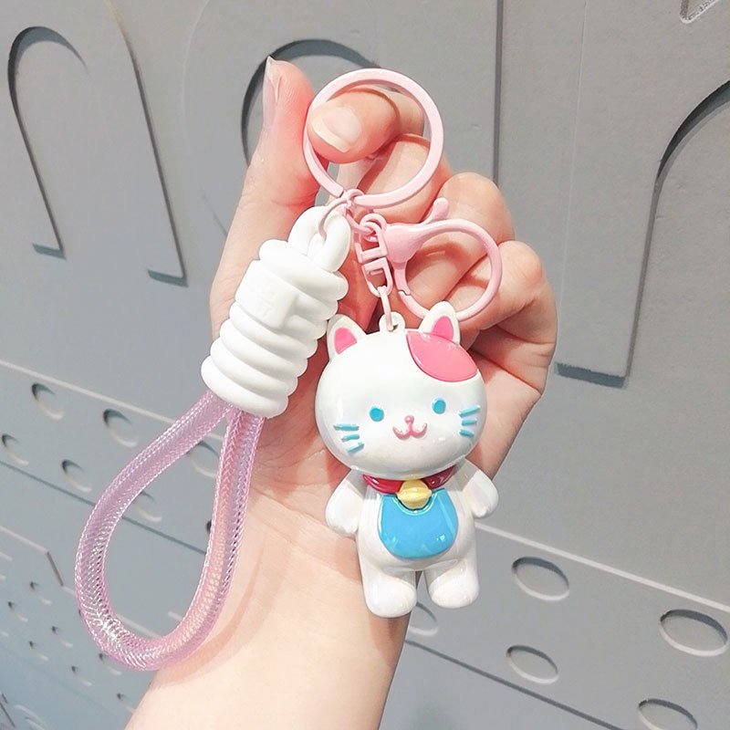 Creative UV Exquisite Kawaii Car Key Hanger Bag Accessories Small Gift Keychain Wholesale Electroplated Kitten Keyring