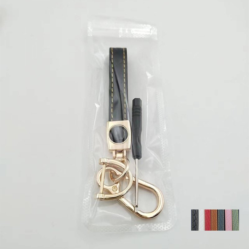 New Fashion Car Key Ring Metal Leather Key Chain with Screw Driver For TPU Gold Edge Car Key Fob Cover Multi Colors