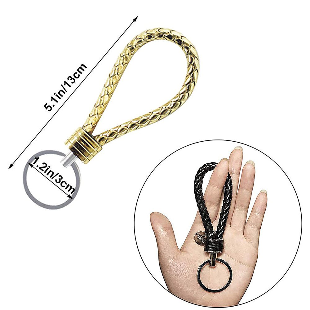 Multicolor Braided Pu Weave Leather Strap Keyring Keychain Key Chain Ring Key Chains Holder Car Keyrings Jewelry Accessories