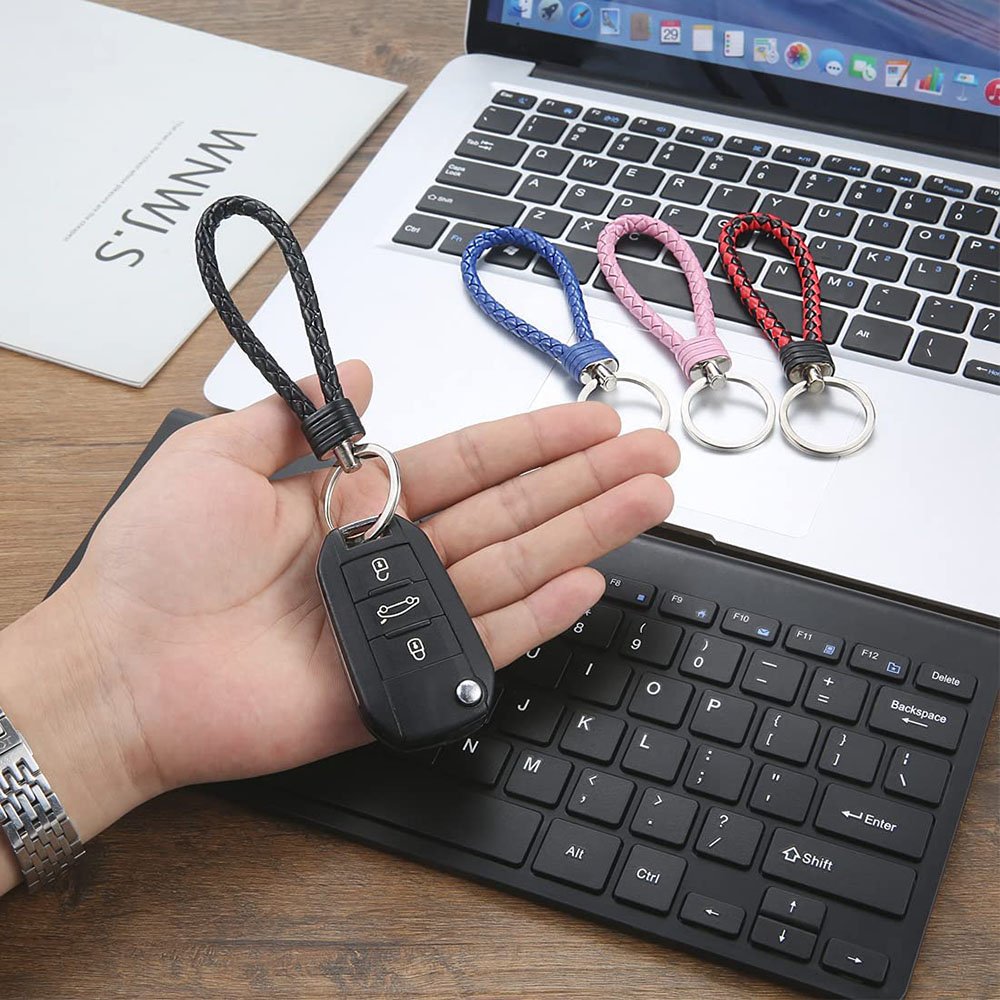 Multicolor Braided Pu Weave Leather Strap Keyring Keychain Key Chain Ring Key Chains Holder Car Keyrings Jewelry Accessories