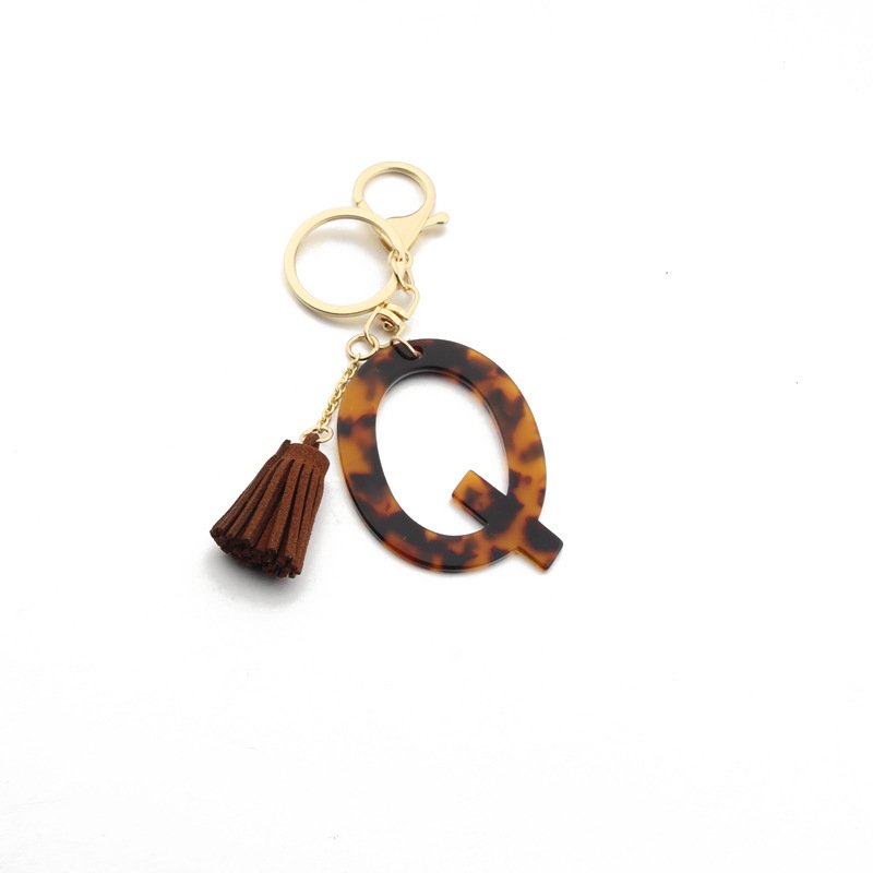 Tassel Leopard Print Acrylic Keychain for Keys Women Jewelry A-Z Letters Initial Resin Handbag Pendant Cute Keychain Accessories