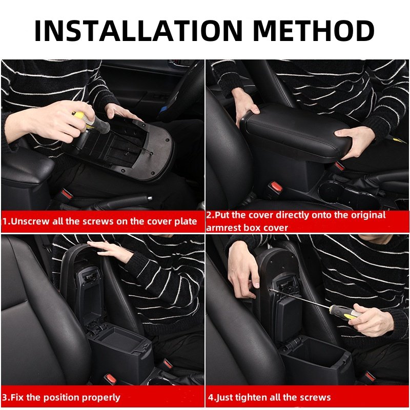 Installing Detachable Armrest Box Cover and Front Storage Box Modification Accessories