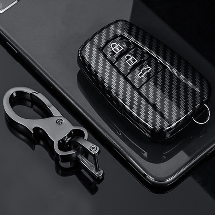 2 Buttons Remote Control Accessories Carbon Fiber Car Key Cover Case for 2017 Toyota C-HR