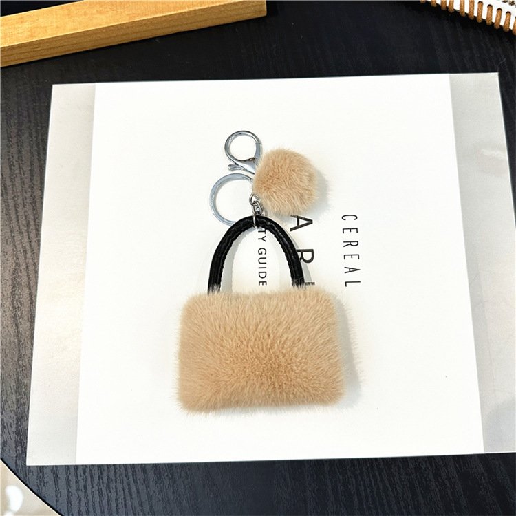 Candy colored bag Keychain Cute plush car key chain Creative couple pendant Gift Hairball hanging accessory