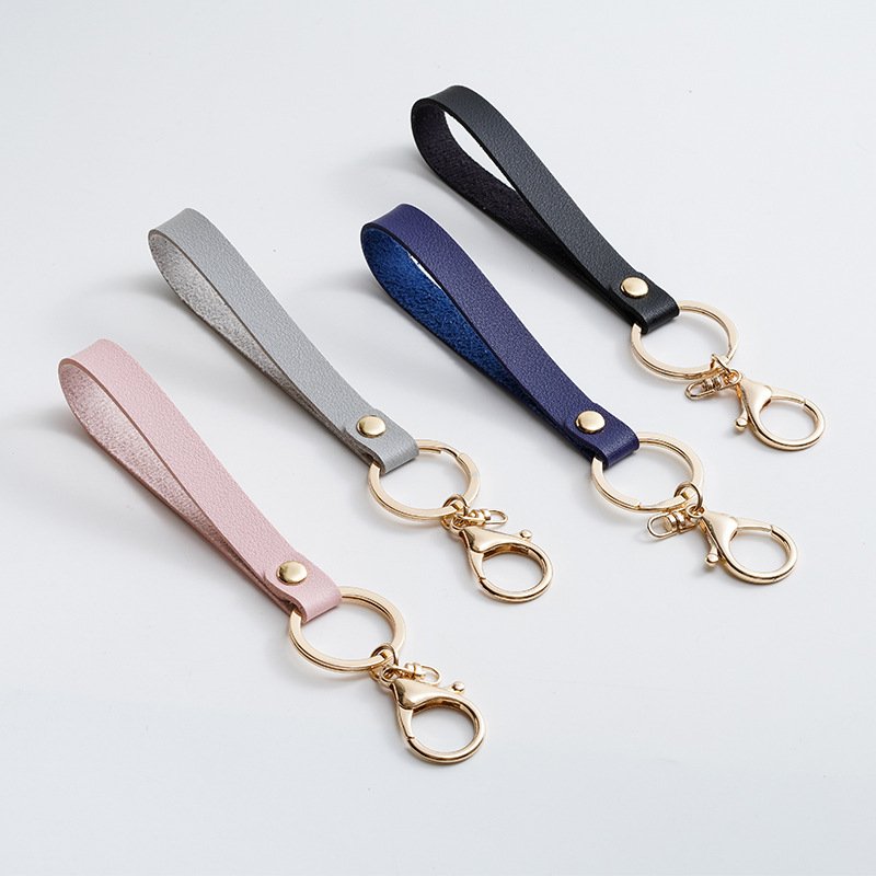2023 Pu leather keychain car key ring glossy laser engraving logo mother's day keychain