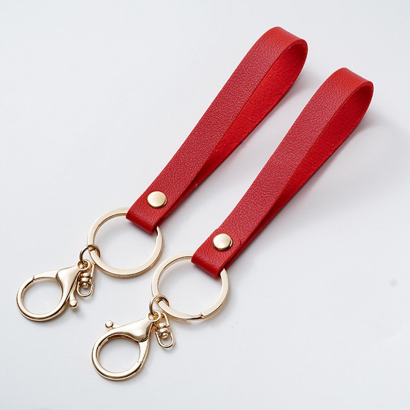 2023 Pu leather keychain car key ring glossy laser engraving logo mother's day keychain