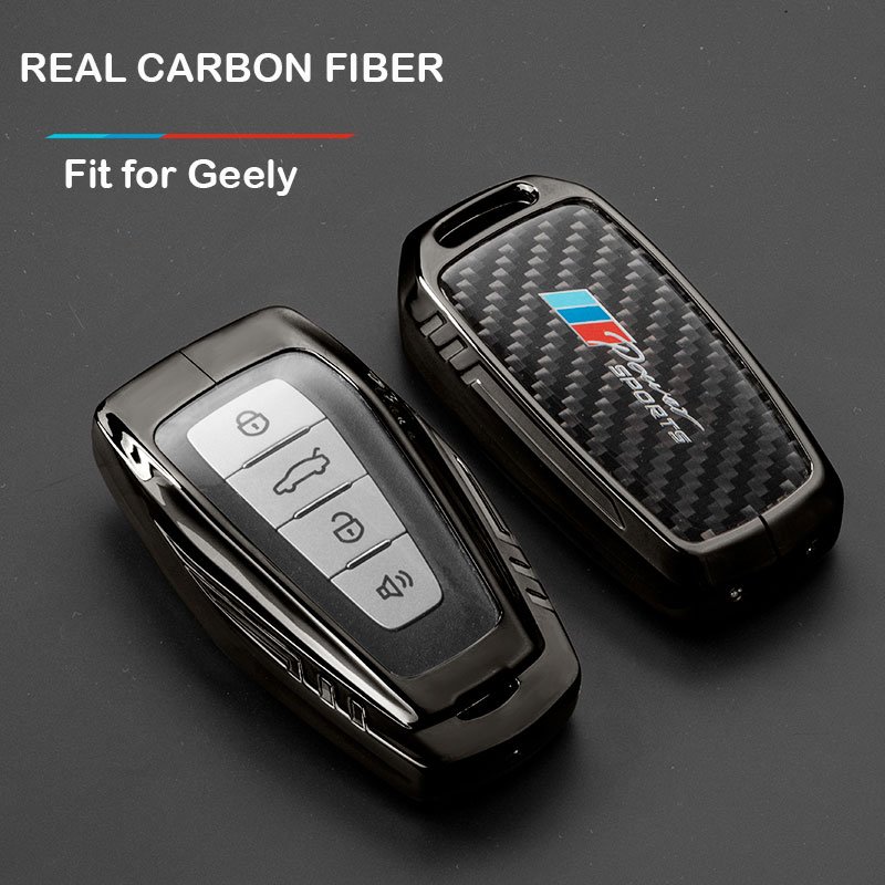 Real carbon fiber and zinc alloy metal car key accessories fit for geely coolray key case geely xingyue l key cover