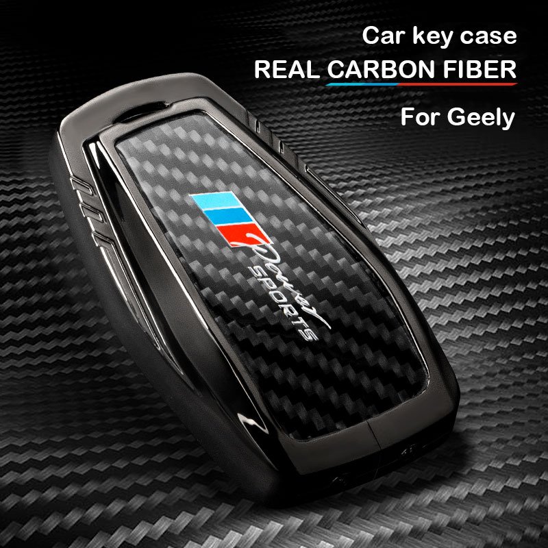 Real carbon fiber and zinc alloy metal car key accessories fit for geely coolray key case geely xingyue l key cover