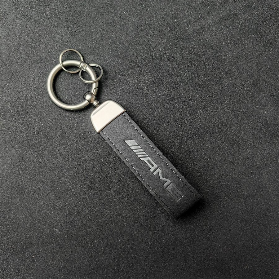 wholesale Luxury Car Brand logo Key chains alcantara Leather Key Lanyard Key Ring for M AMG sline BMW mercedes toyota honda