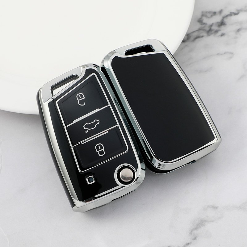 Hot sale soft TPU gold edge car key case cover fit for BMW VW Toyota Honda Nissan Chery new energy silver edge car key cases