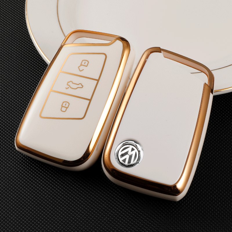 Hot sale soft TPU gold edge car key case cover fit for BMW VW Toyota Honda Nissan Chery new energy silver edge car key cases