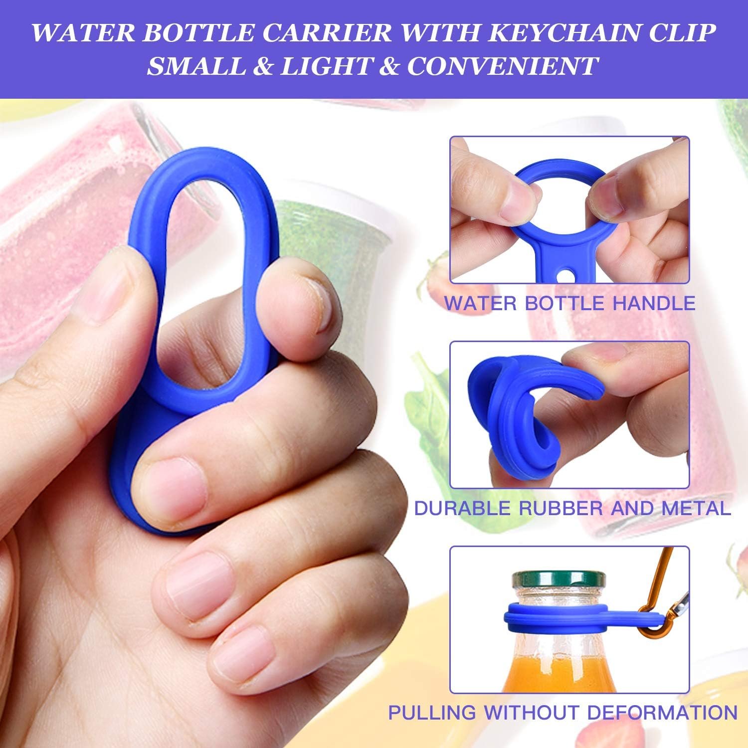 Portable Silicone Water Bottle Buckle Convenient Carrying Clip Hook Holder With D-Ring Keychain Camping Hiking Traveling Clips
