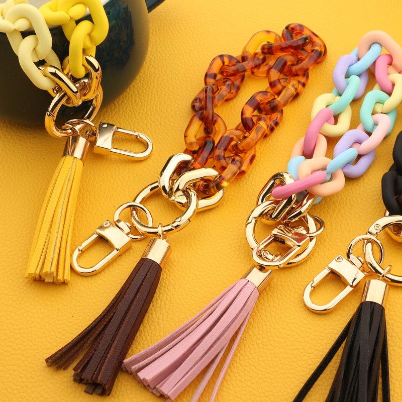 Chunky Chain Link Wristlet Keychain Acrylic Bangle Key Ring Bracelet Key Chain Cute Boho Modern Car Keychain Holder