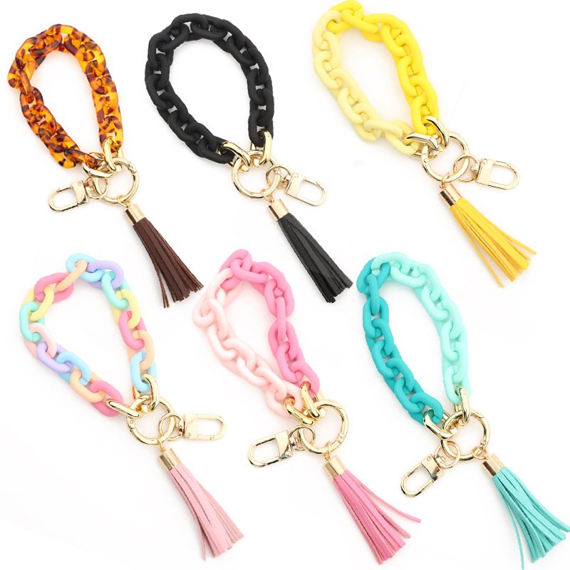 Chunky Chain Link Wristlet Keychain Acrylic Bangle Key Ring Bracelet Key Chain Cute Boho Modern Car Keychain Holder