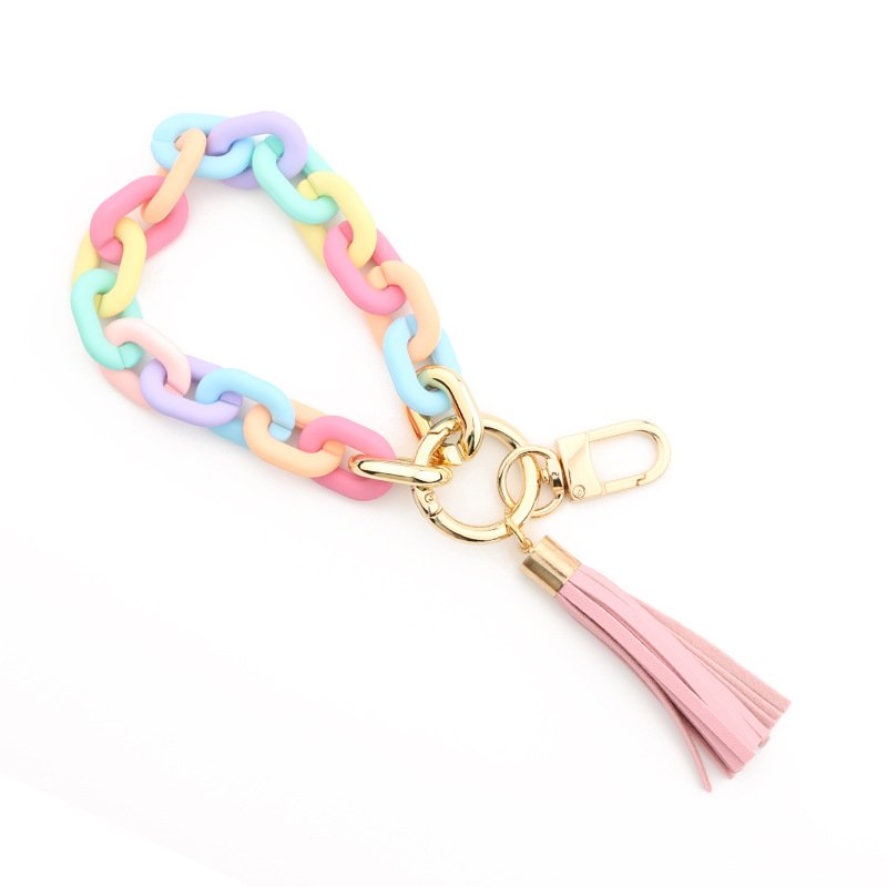 Chunky Chain Link Wristlet Keychain Acrylic Bangle Key Ring Bracelet Key Chain Cute Boho Modern Car Keychain Holder