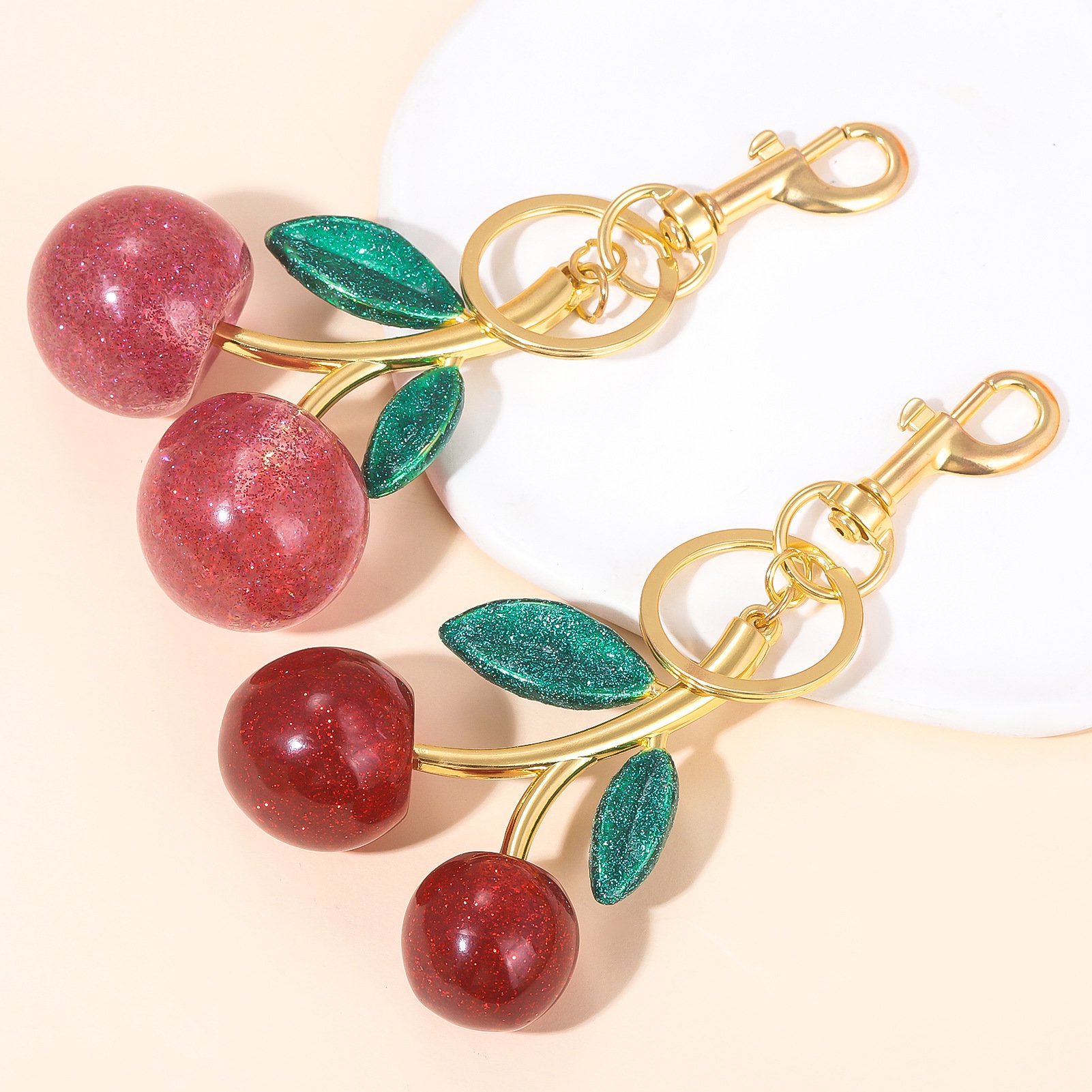 Customized New Style High Quality Creative Design Key Decoration Cherry Keychain for Women Bag Accessories Gift