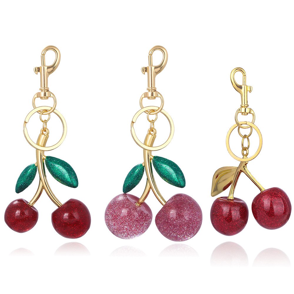 Customized New Style High Quality Creative Design Key Decoration Cherry Keychain for Women Bag Accessories Gift