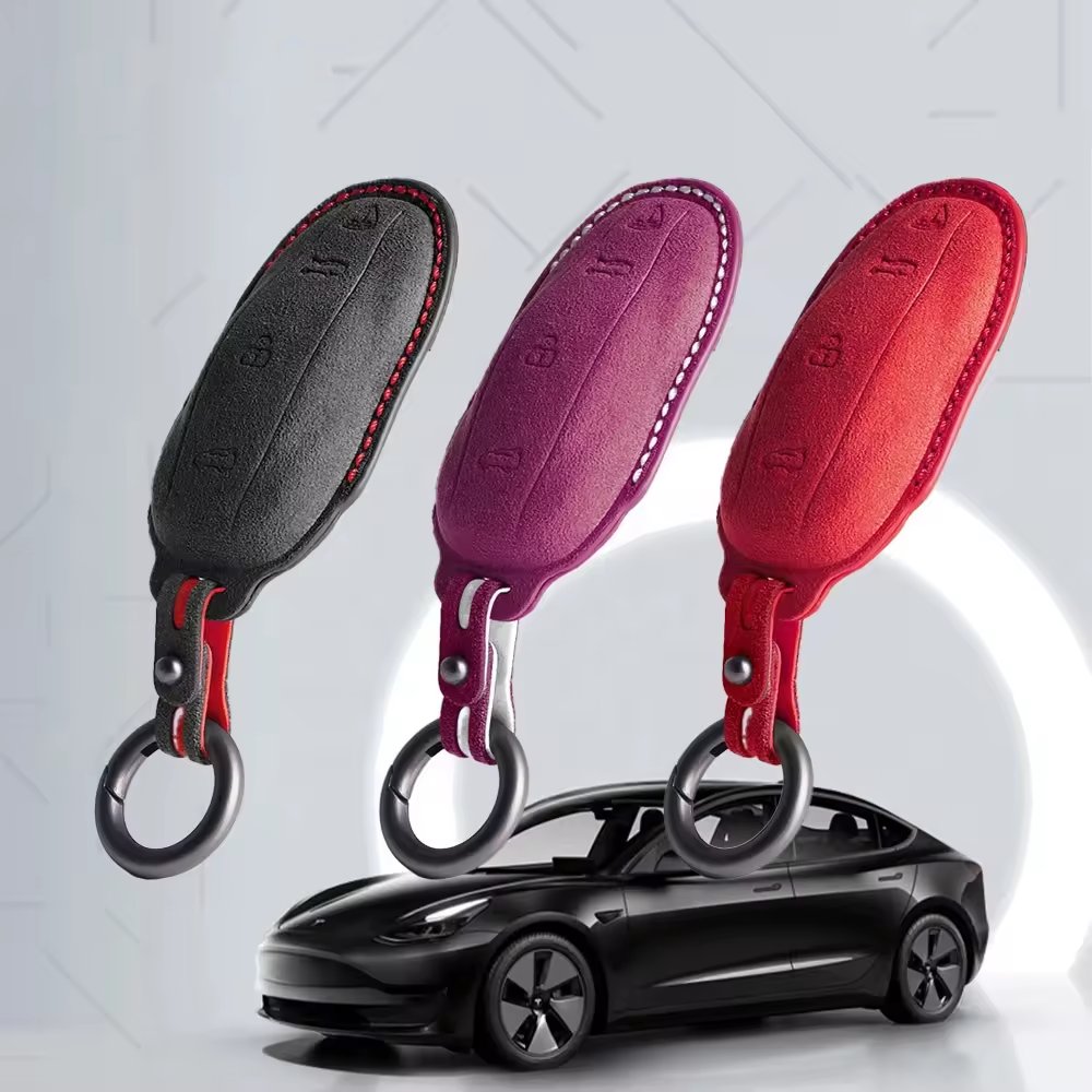 Factory Direct Suede Car Key Case Bag for Tesla Key Sleeve for Automotive Accessories Protective Function