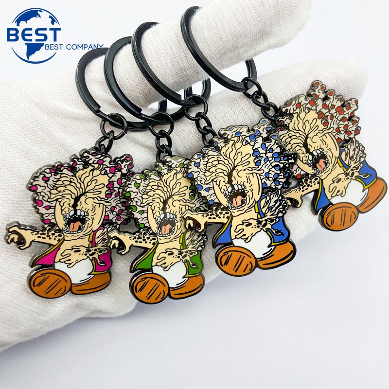 Hot Sale 3d Dice Design Anime Keychain Cute Metal Key Chains Colorful Custom enamel keyring Accessories