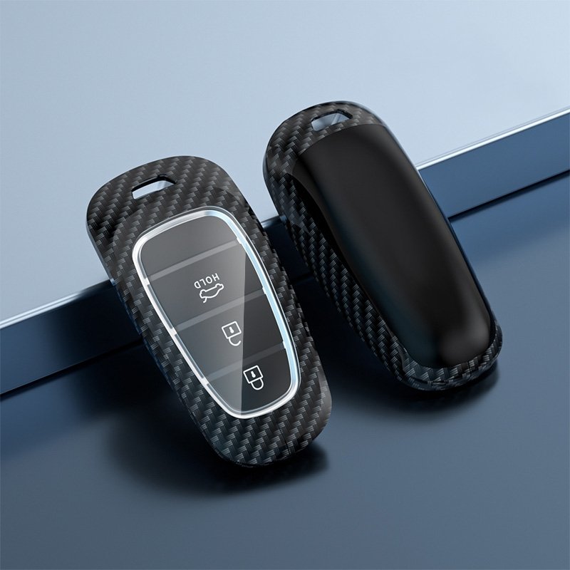 Zinc Alloy+ABS Car Key Fob Cover Remote Car Key Cover Case Carbon Black Suitable for Hyundai Car Key Accessories