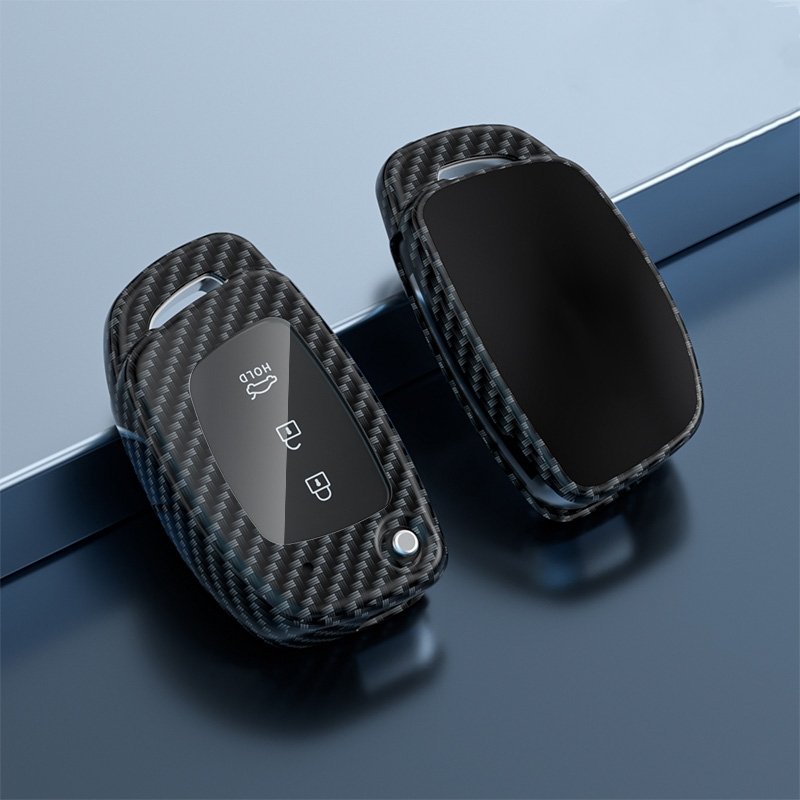 Zinc Alloy+ABS Car Key Fob Cover Remote Car Key Cover Case Carbon Black Suitable for Hyundai Car Key Accessories