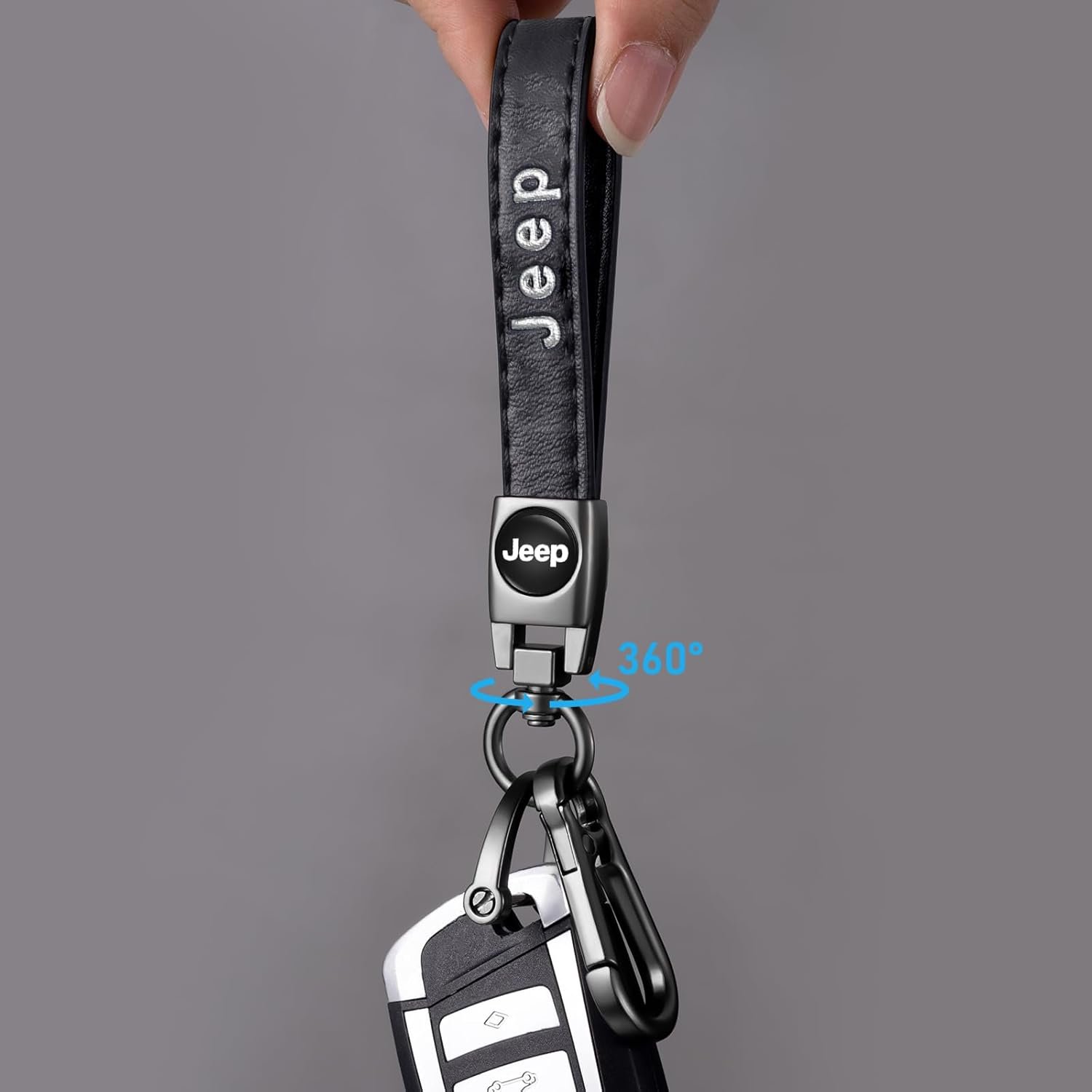 Genuine Leather Car Keychain Set forJeep Wrangler Compass Men's and Women's Family Gift Keychain Key Ring Strap Accessory
