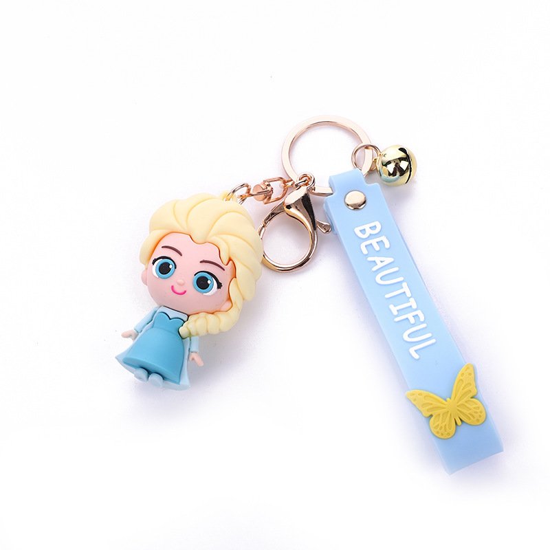 Wholesale Promotional Car Key Handbag Accessories Gift Key Ring Custom Kawaii Cute Cartoon 3D Pvc Keychain Princess Keychains