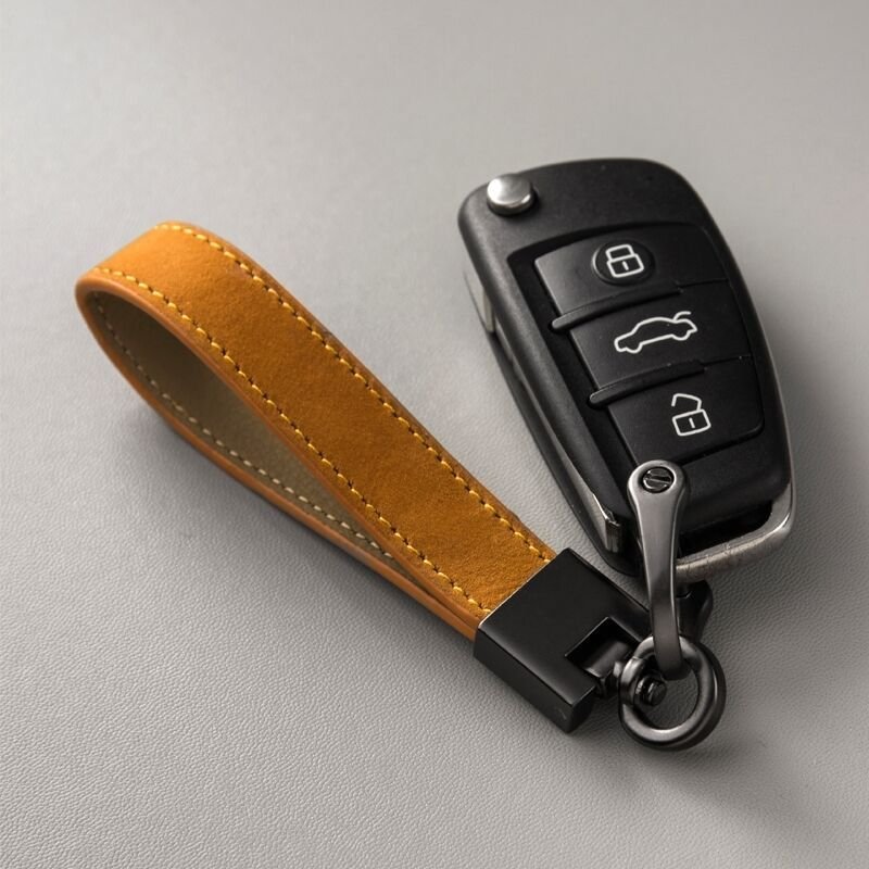 Custom luxury keychain accessories wholesale car keychain handmade genuine leather keychain