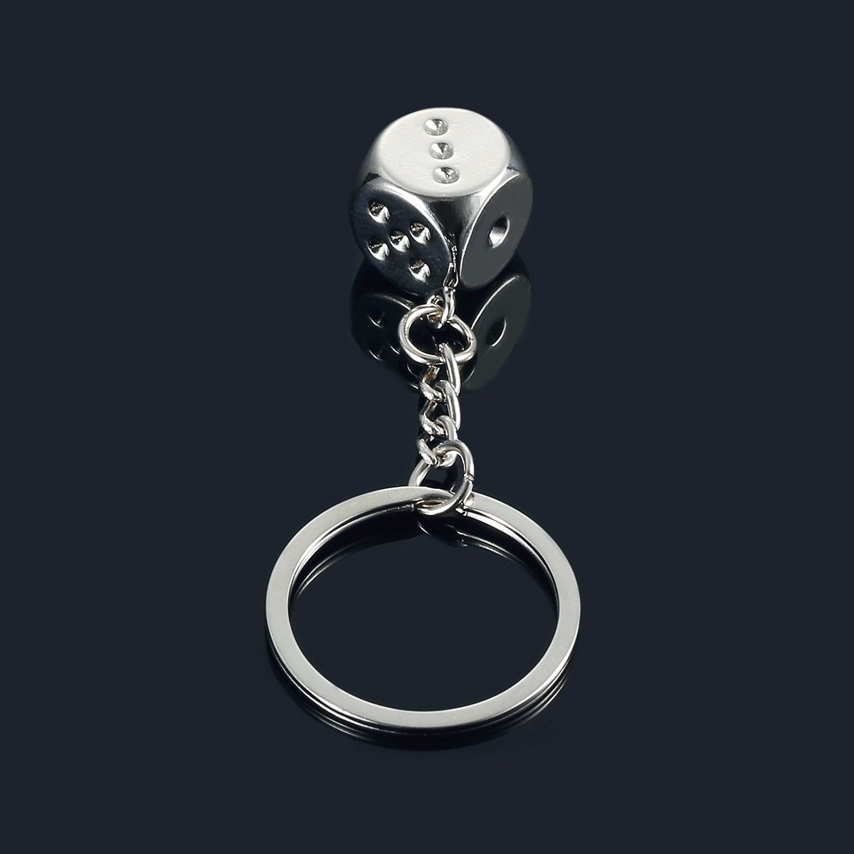 Creative Gift Good Luck Sieve dice Metal keychain Car waist hanging dice key ring Chain ring pendant accessories
