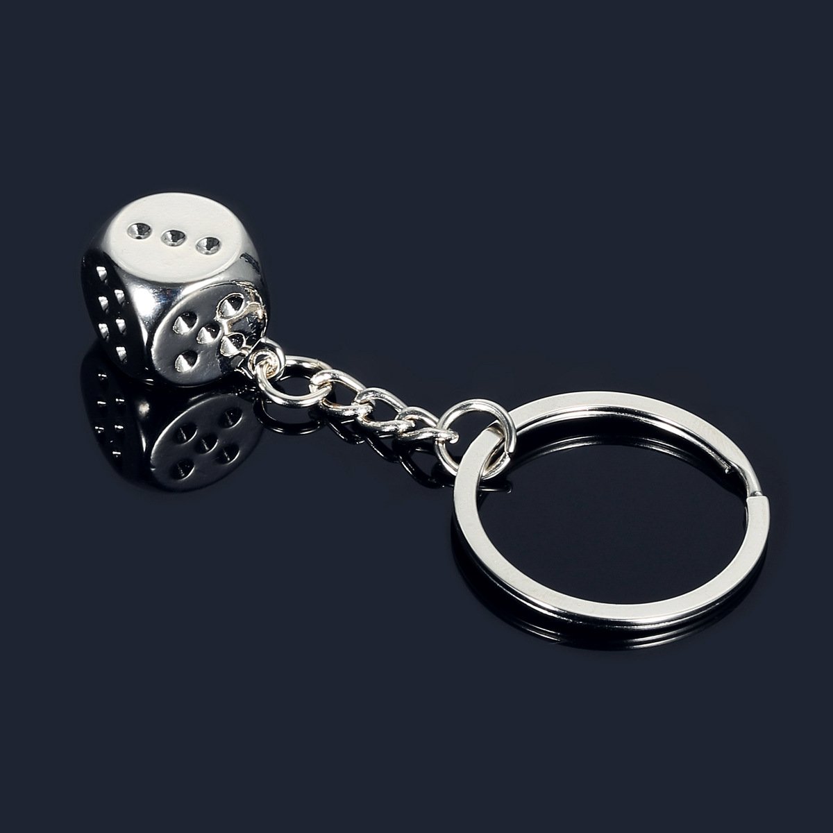Creative Gift Good Luck Sieve dice Metal keychain Car waist hanging dice key ring Chain ring pendant accessories