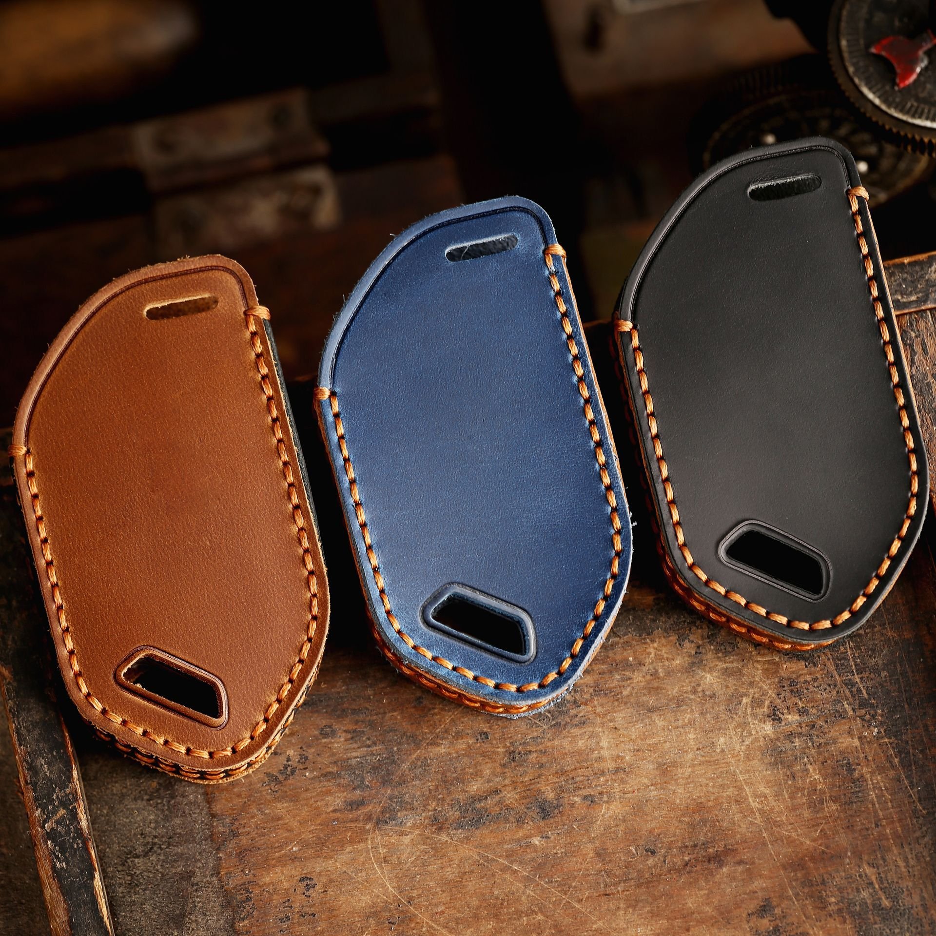 For KIA Car Key Organizer Crazy Horse Cowhide Cover Bag For Kia K5 Cars Key Kit Accessories