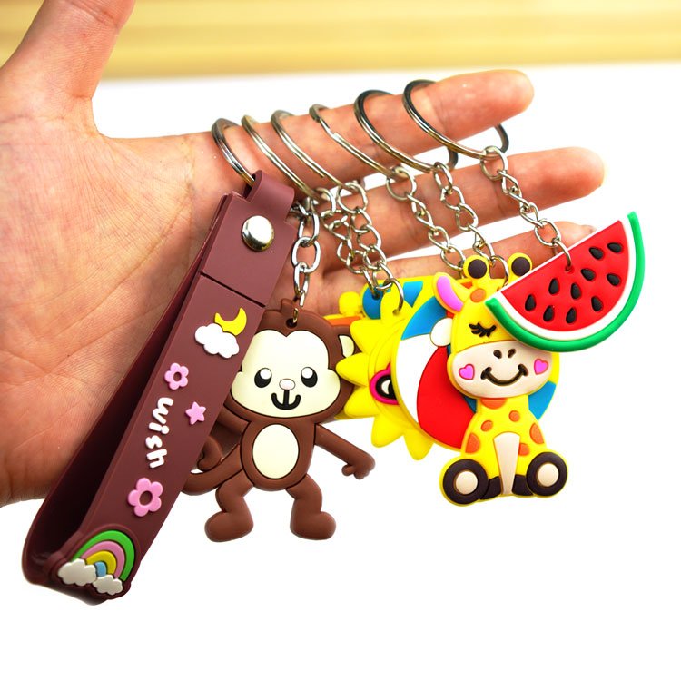 Luxury Silicon Key Chains Wholesale Anime Animal Chain Ring Custom Silicone Customize Logo Rubber Pvc Keychain