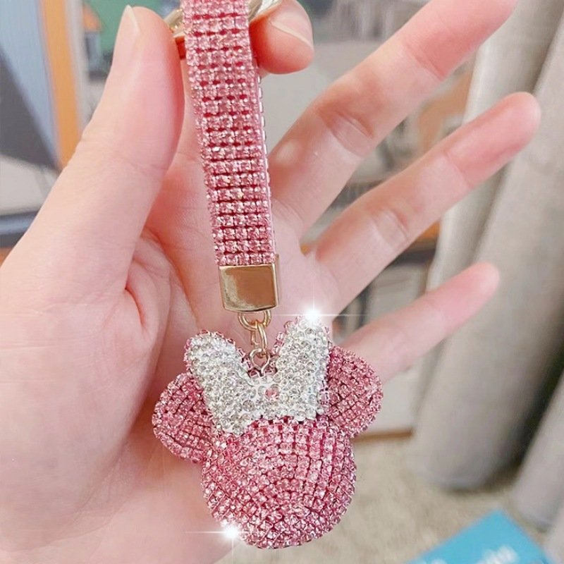 Diamond-encrusted Rabbit Bear Bling rhinestone crystal keychain car key ring pendant Lady bag accessory small gift key chain