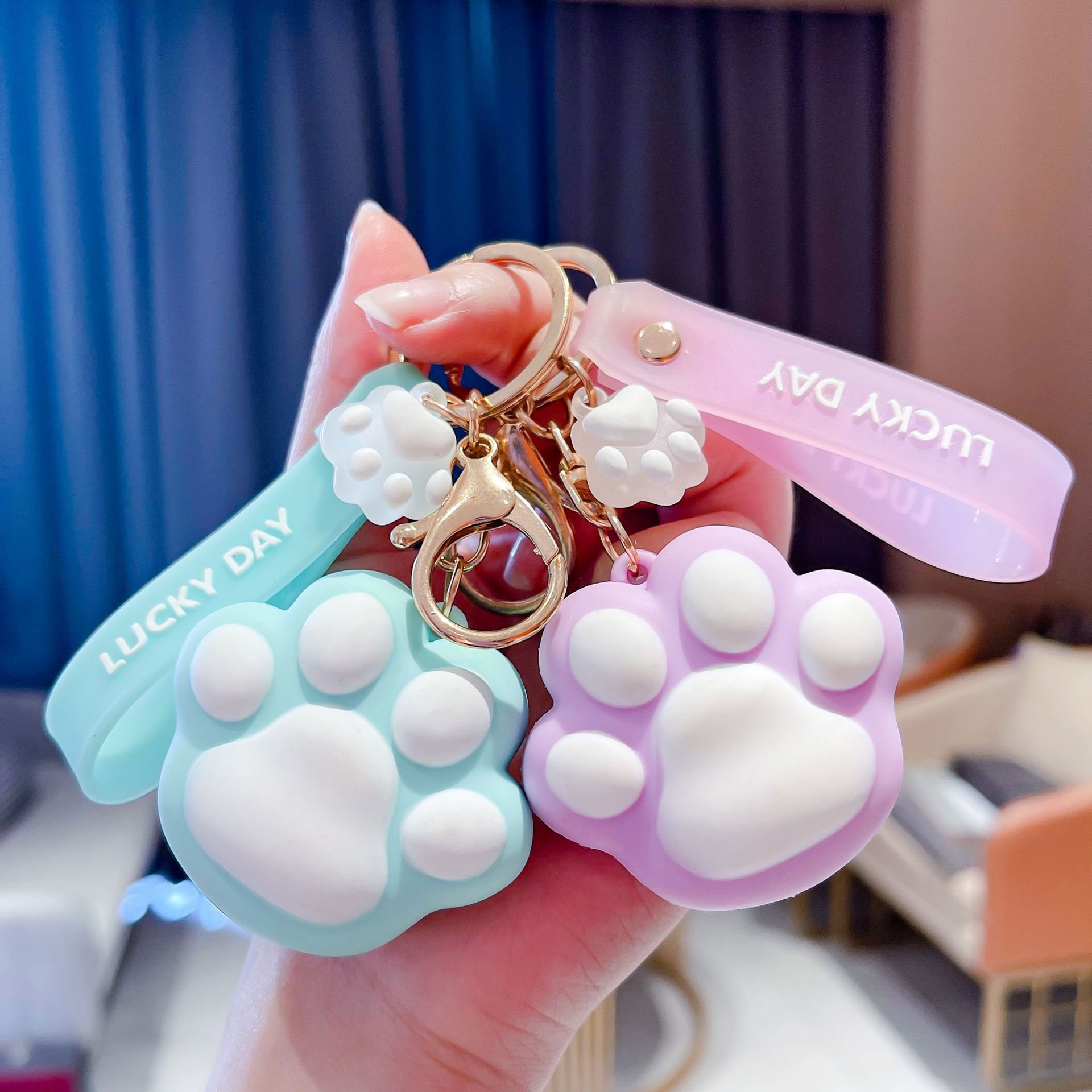Wholesale Decorative Gift Keychain Cartoon Doll Keychain Car Backpack Pendant Creative Cat Claw 3D Key chain