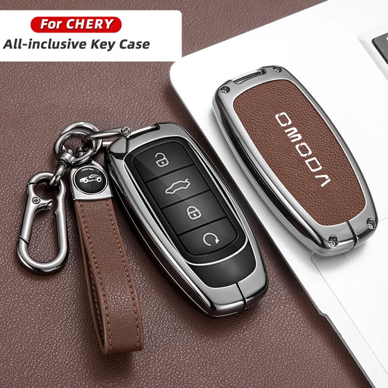 Suitable for Chery OMODA car key cover leather metal bag automobile remote key cover protector shell