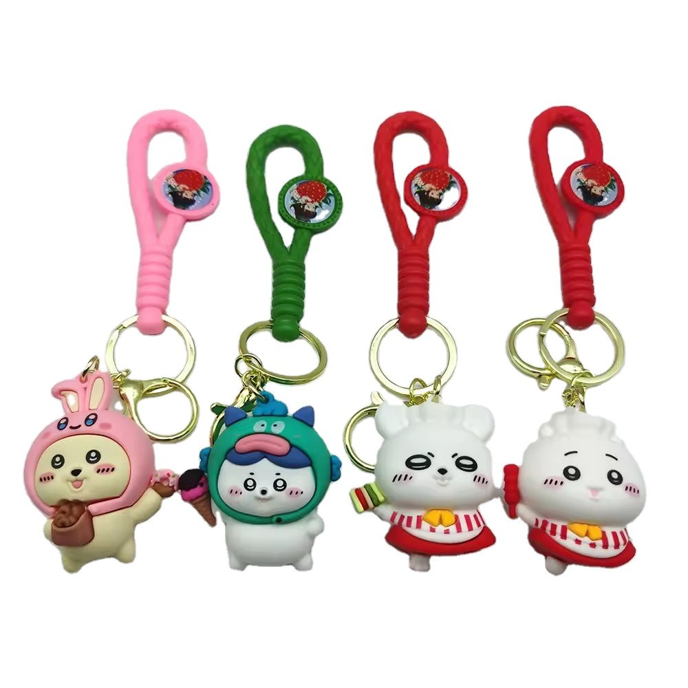 Cartoon Soft pvc Keychains Wholesale 3D Cartoon Rabbit Anime Rubber key chain accessories custom keychain