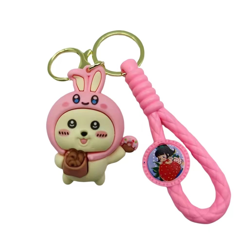 Cartoon Soft pvc Keychains Wholesale 3D Cartoon Rabbit Anime Rubber key chain accessories custom keychain