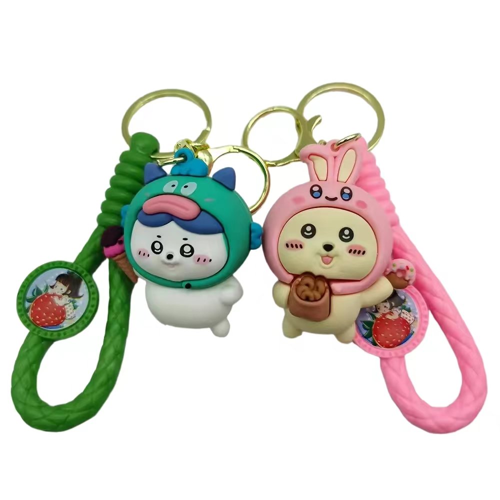 Cartoon Soft pvc Keychains Wholesale 3D Cartoon Rabbit Anime Rubber key chain accessories custom keychain