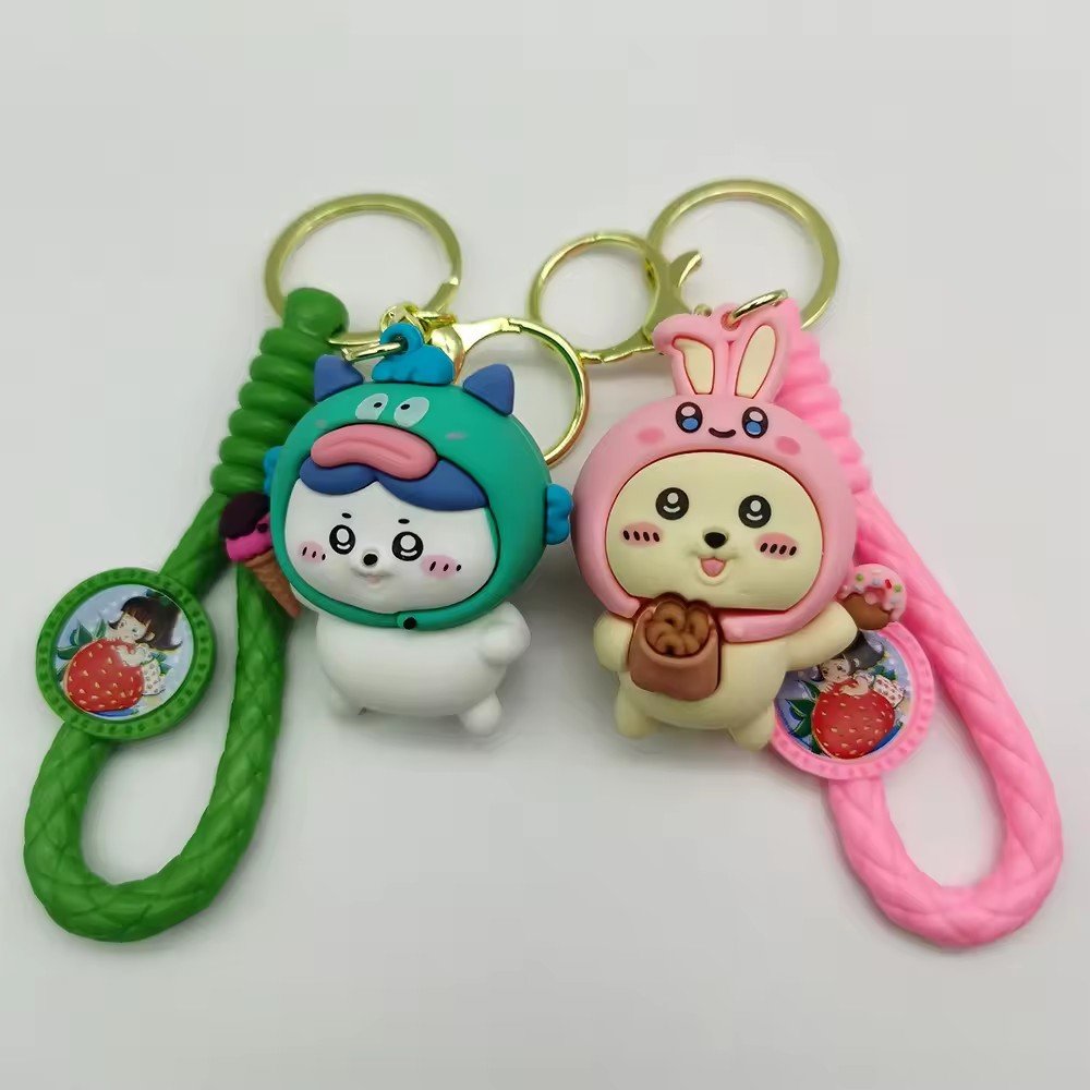Cartoon Soft pvc Keychains Wholesale 3D Cartoon Rabbit Anime Rubber key chain accessories custom keychain