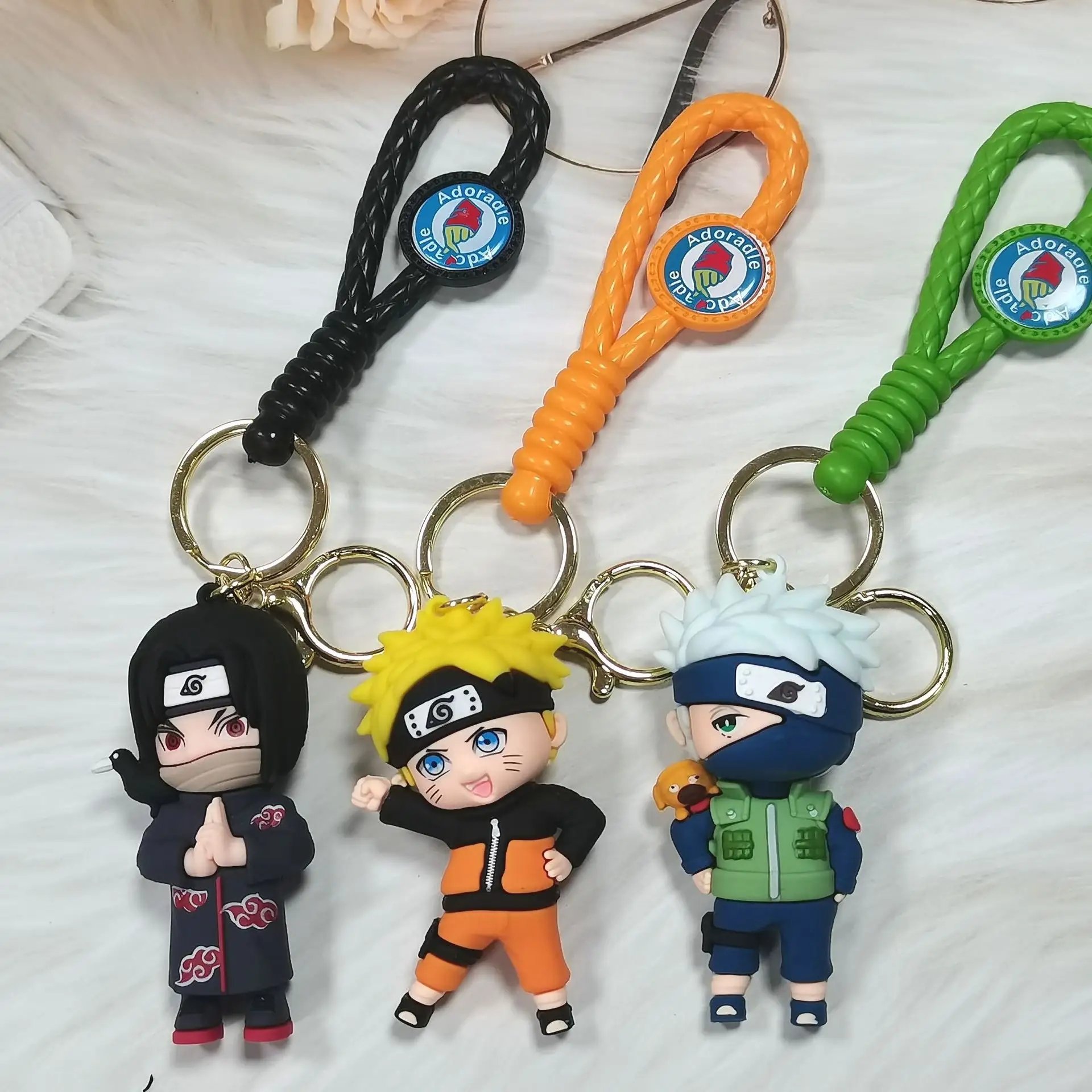 Wholesale custom Japan Anime Doll 3D Soft PVC Silicone Charm Sasuke Uchiha Weasel Rubber keychains Cartoon Key Bag Pendant