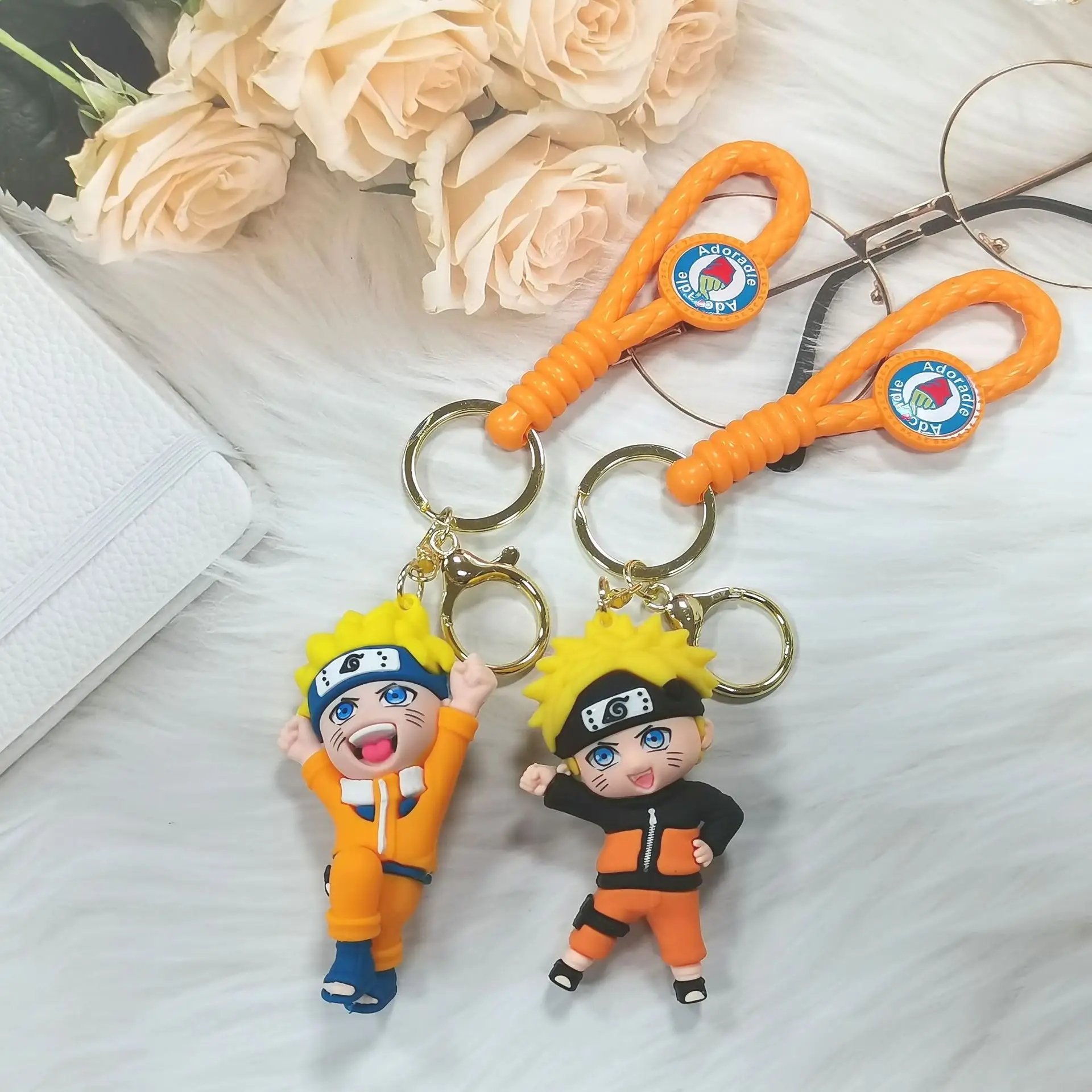 Wholesale custom Japan Anime Doll 3D Soft PVC Silicone Charm Sasuke Uchiha Weasel Rubber keychains Cartoon Key Bag Pendant