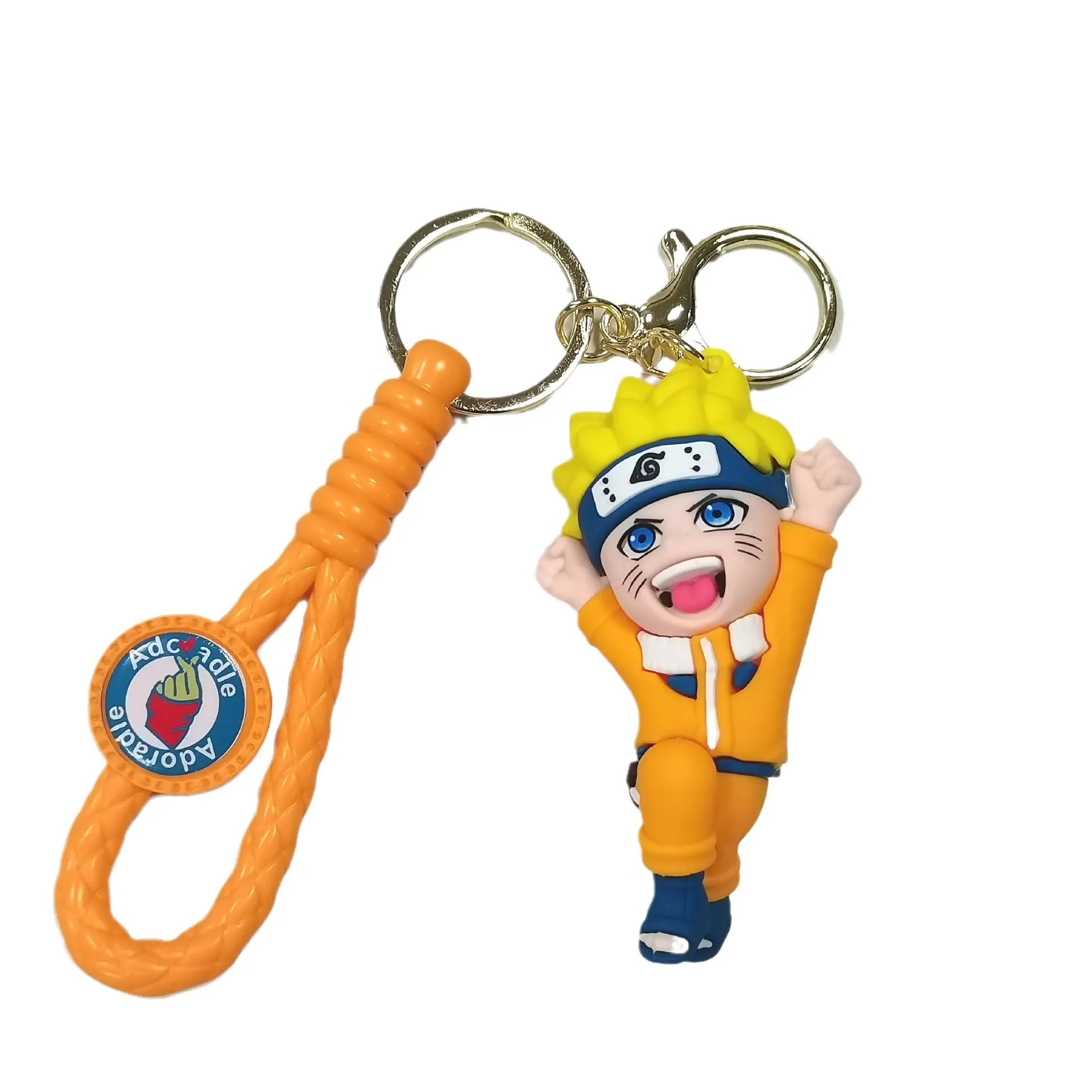 Wholesale custom Japan Anime Doll 3D Soft PVC Silicone Charm Sasuke Uchiha Weasel Rubber keychains Cartoon Key Bag Pendant