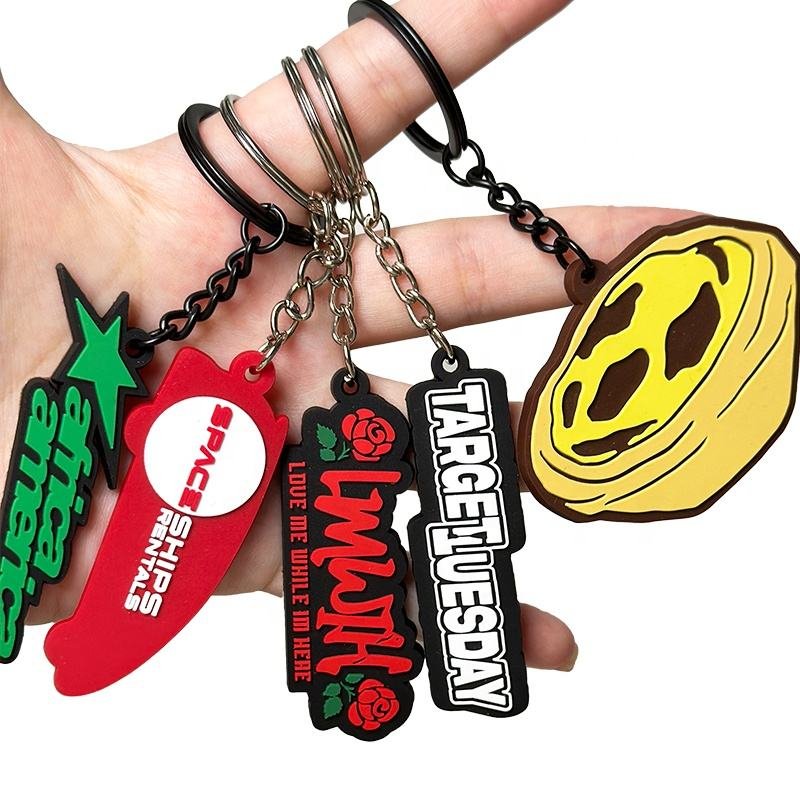 Custom Logo Character Figurines Llaveros De Goma Car Key Ring 2d 3d Pvc Plastic Silicone Keychain Soft Rubber Key Chains